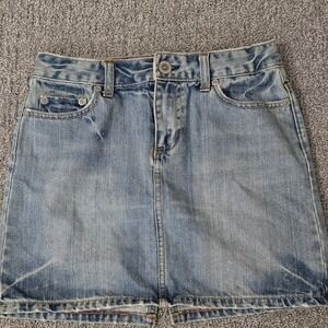 American Eagle Y2K Denim Mini Skirt Light Wash Embellished Size 0